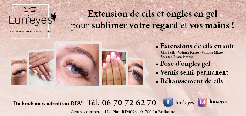 Les extensions de cil et ongles en gel chez Lun'Eyes à la Brillanne