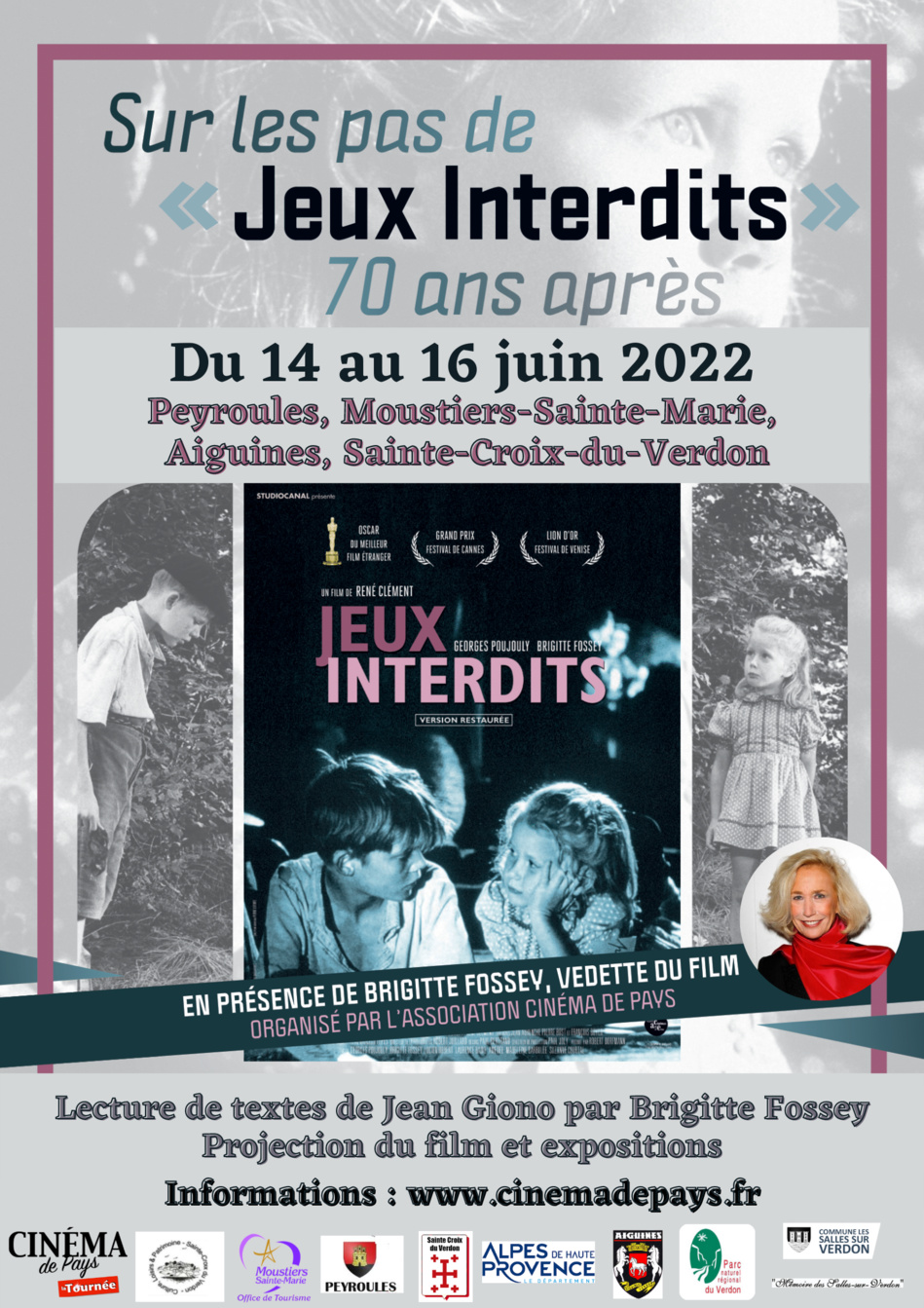 BRIGITTE FOSSEY DANS LE PAYS DU VERDON POUR LES 70 ANS DU FILM "JEUX INTERDITS"