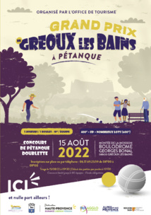 Concours de pétanque  en doublette à Gréoux-les-bains le 14 juillet et le 15 août