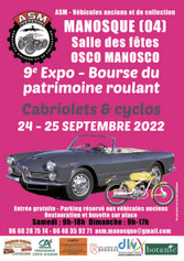 24 ET 25 SEPTEMBRE CABRIOLETS ET CYCLOS EXPOSÉS À LA SALLE OSCO MANOSCO