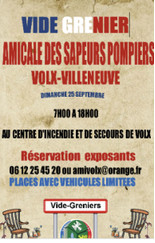 L’AMICALE DES POMPIERS DE VOLX FAIT SON VIDE GRENIER ! L’AMICALE DES POMPIERS DE VOLX FAIT SON VIDE GRENIER !