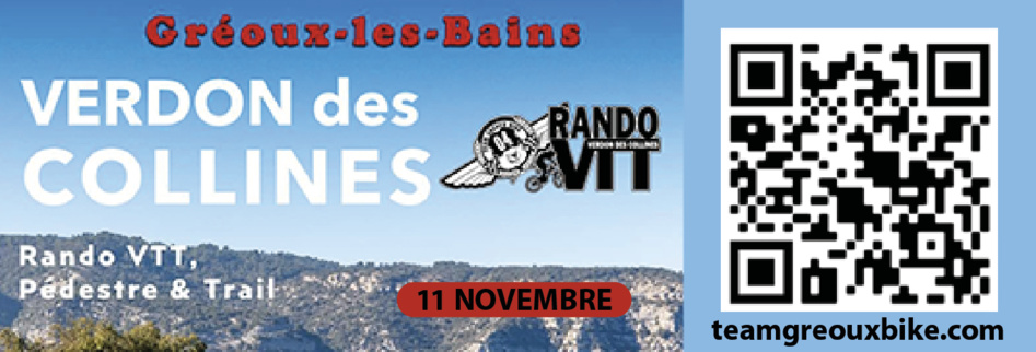23 ÈME RANDO DES VERDON DES COLLINES, RENDEZ-VOUS LE 11 NOVEMBRE 2022 À GRÉOUX 23 ÈME RANDO DES VERDON DES COLLINES, RENDEZ-VOUS LE 11 NOVEMBRE 2022 À GRÉOUX