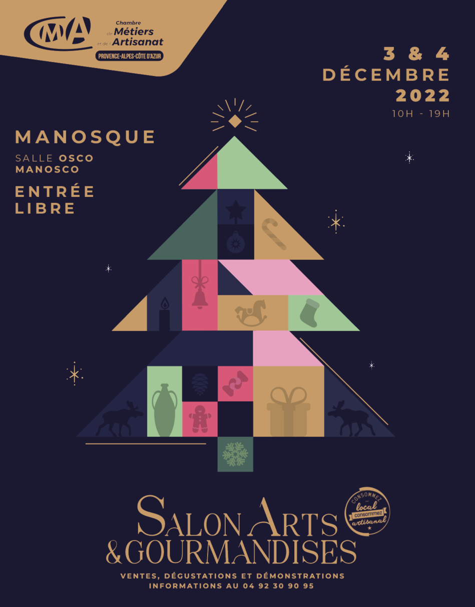 SALON ARTS ET GOURMANDISES LES 3 ET 4 DÉCEMBRE 2022 À MANOSQUE !
