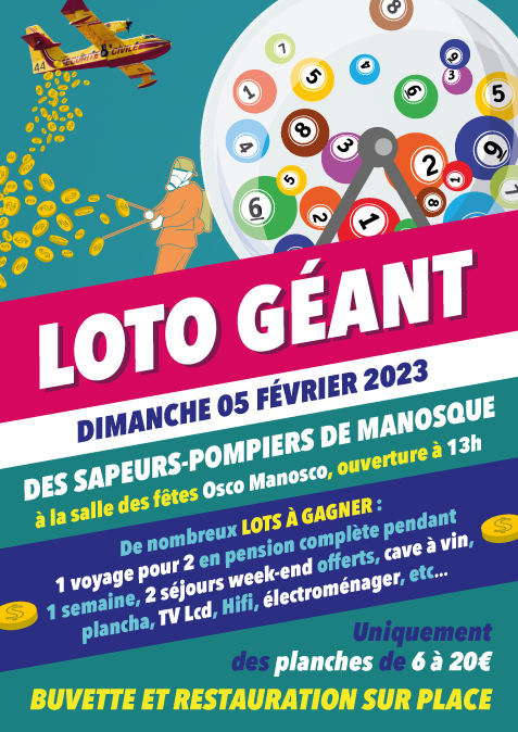 Loto géant des sapeurs pompiers : le 5 février  à manosque !