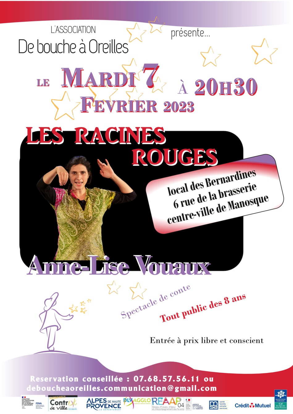 « Les racines rouges » spectacle de conte le 7 février à manosque