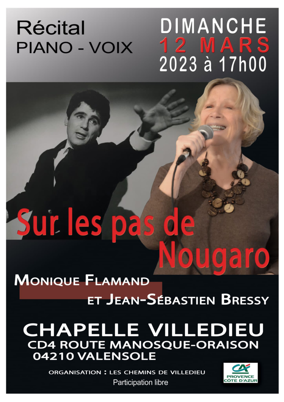 Sur les pas de nougaro, recital de piano-voix  le 12 mars 2023