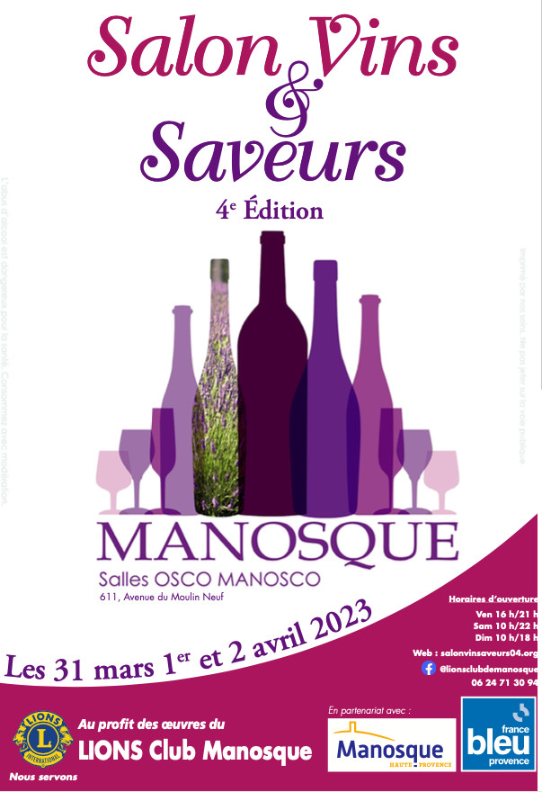 4è Salon  vins et saveurs  les 31 mars, 1er et 2 avril 2023