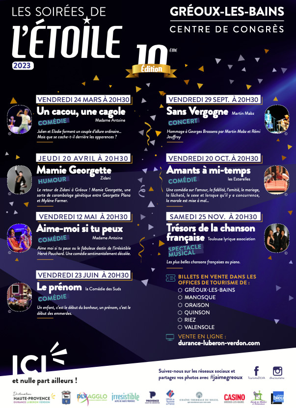 Les Soirées de l’Étoile fêtent leur 10e anniversaire à Gréoux-les-Bains ! Les Soirées de l’Étoile fêtent leur 10e anniversaire à Gréoux-les-Bains !