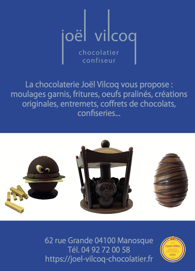 Du chocolat artisanal pour Pâques à la chocolaterie Joël Vilcoq à Manosque