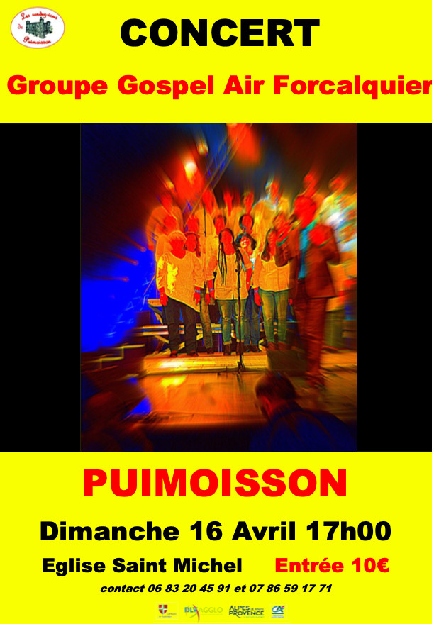 GOSPEL AIR  EN CONCERT LE 16 AVRIL  À 17h À PUIMOISSON GOSPEL AIR  EN CONCERT LE 16 AVRIL  À 17h À PUIMOISSON