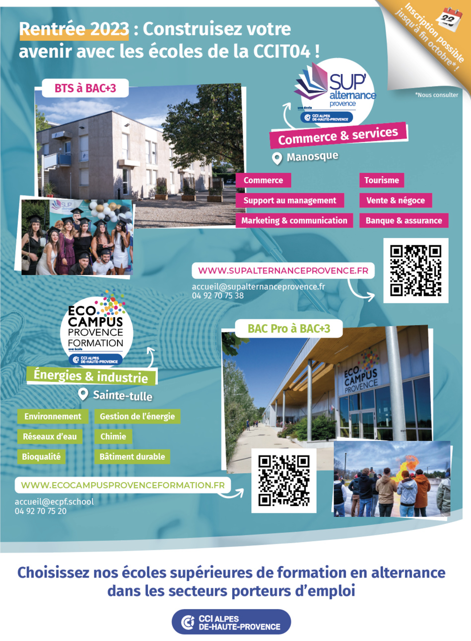 Rentrée 2023 : Construisez votre avenir avec les écoles de la CCIT04 !