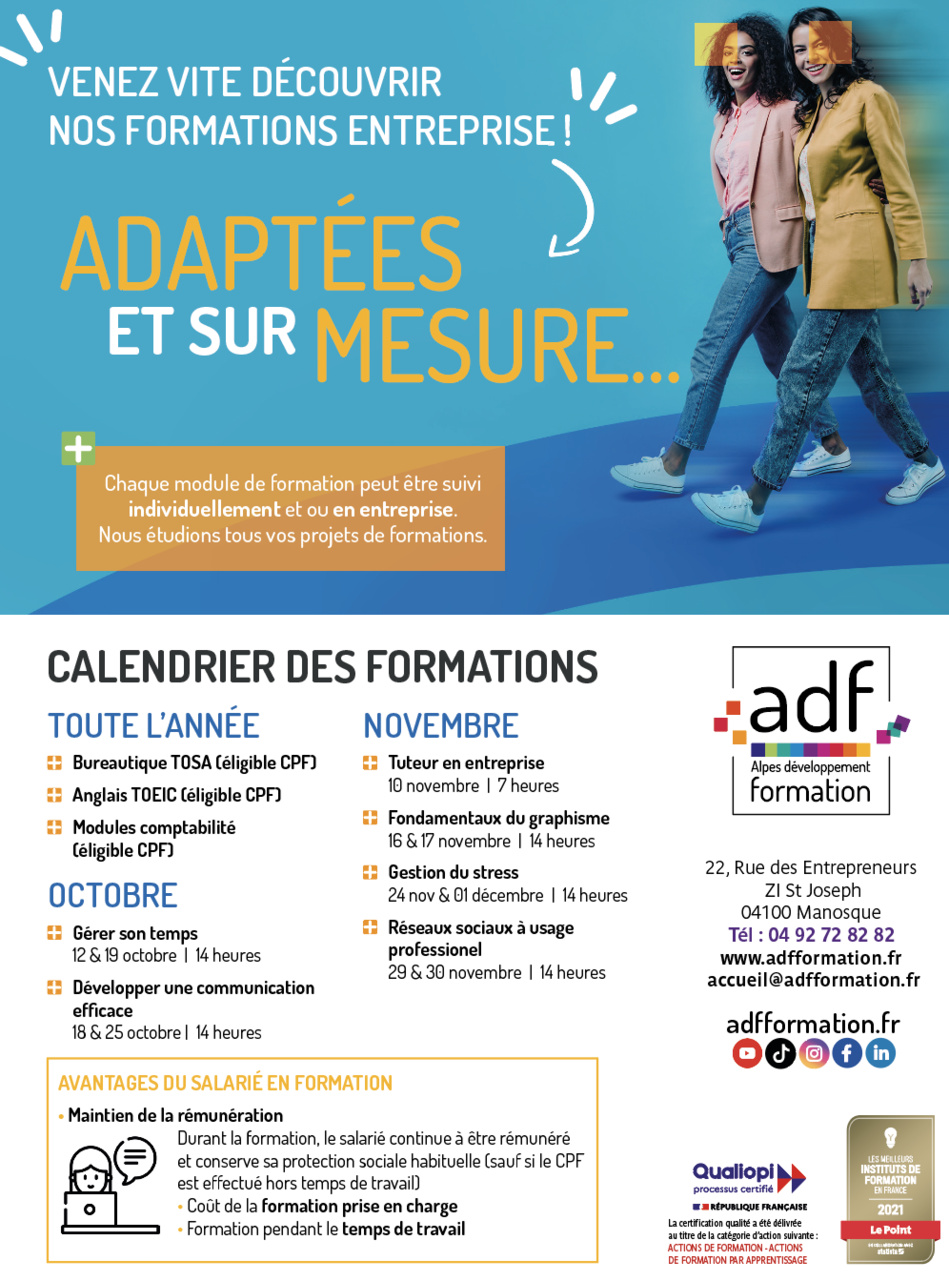 Les formations  assurées par adf !