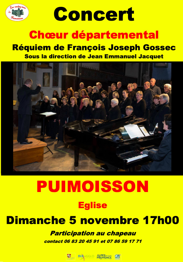 Le choeur departemental en concert à Puimoisson le dimanche 5 novembre 2023