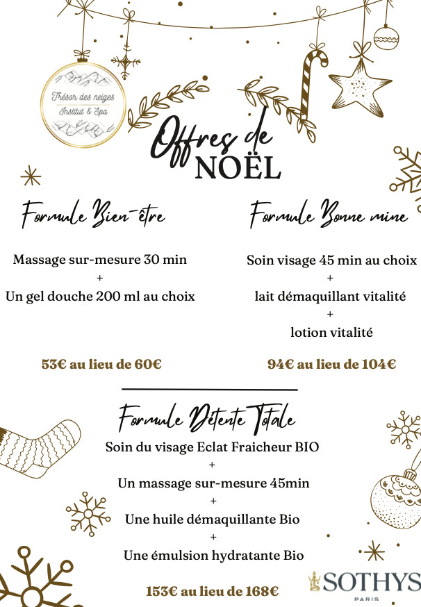 Pour les fêtes, offrez ou offrez-vous du bien-être dans votre institut trésor des neiges... Pour les fêtes, offrez ou offrez-vous du bien-être dans votre institut trésor des neiges...