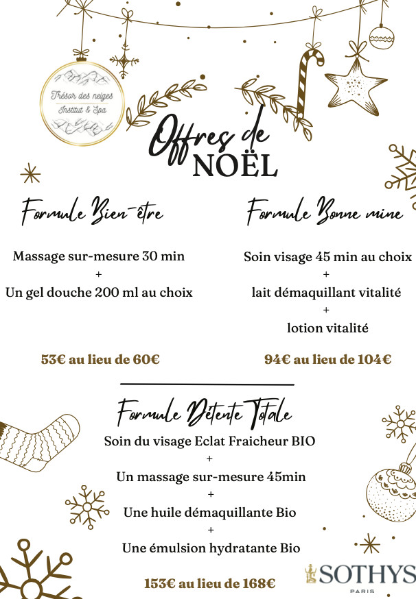 Pour les fêtes, offrez ou offrez-vous du bien-être dans votre institut trésor des neiges...