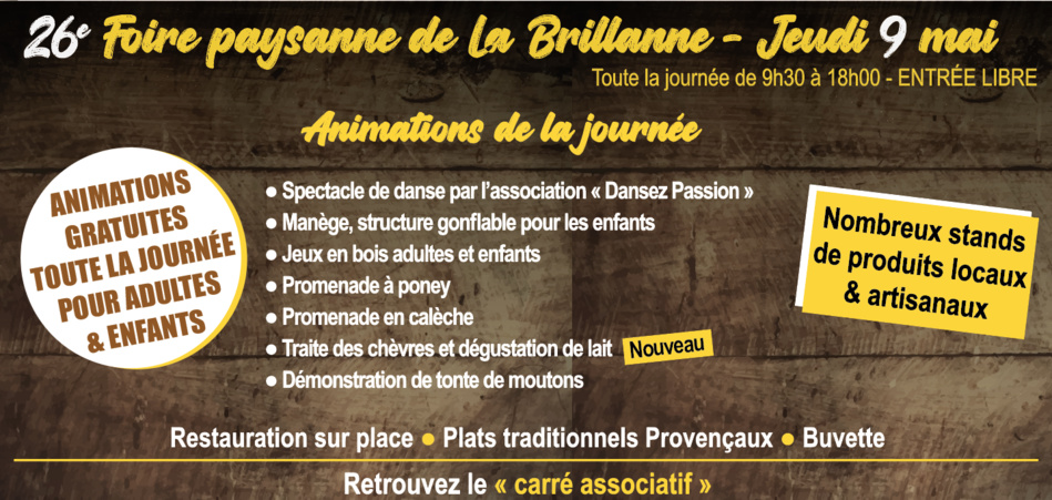 Foire de la Brillanne : 26è édition jeudi 9 mai 2024 !