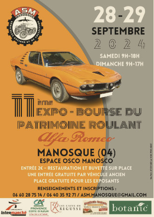 Expo-bourse du patrimoine roulant les 28 et 29 septembre 2024 à Manosque ! Expo-bourse du patrimoine roulant les 28 et 29 septembre 2024 à Manosque !