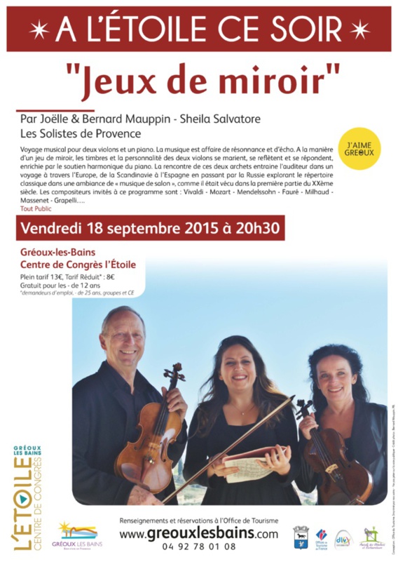 «   JEUX de MIROIR » Voyage musical pour deux violons et piano