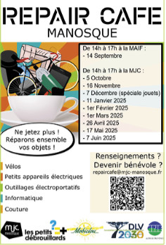 Repair café, ateliers, expos... un mois de novembre actif à la MJC de Manosque Repair café, ateliers, expos... un mois de novembre actif à la MJC de Manosque