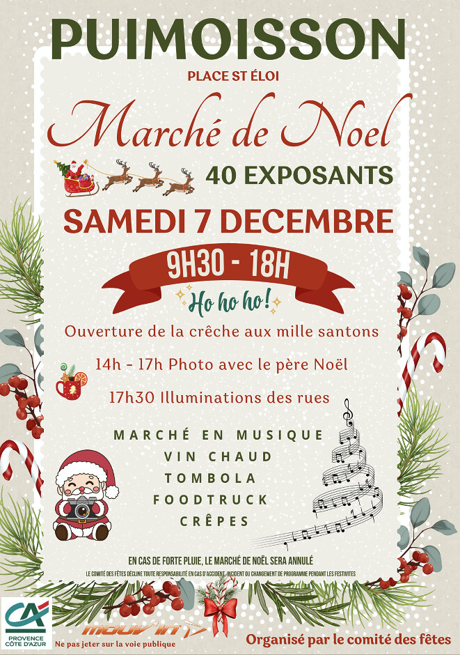 LA FÉÉRIE S’INSTALLE À PUIMOISSON LE SAMEDI 7 DÉCEMBRE À L’OCCASION DU MARCHÉ DE NOËL ! LA FÉÉRIE S’INSTALLE À PUIMOISSON LE SAMEDI 7 DÉCEMBRE À L’OCCASION DU MARCHÉ DE NOËL !
