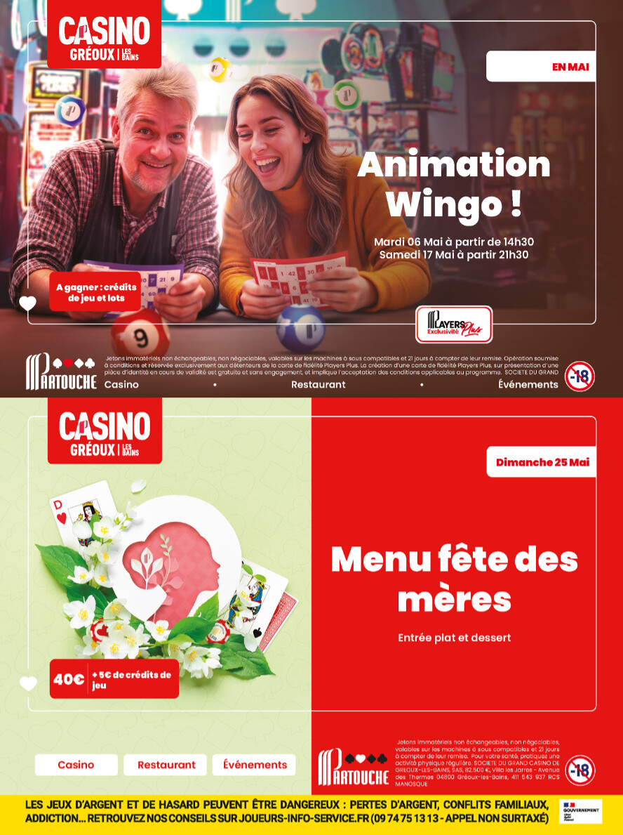 En mai, faites vos jeux ! Le mois des animations au Casino Partouche de Gréoux-Les-Bains
