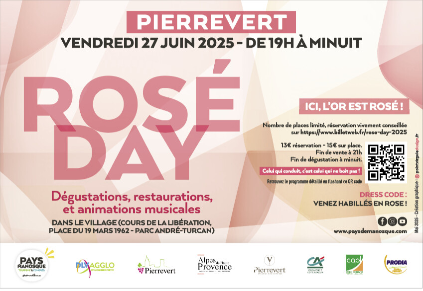 ROSÉ DAY A PIERREVERT , 5È ÉDITION LE 27 JUIN 2025 AVEC UNE NOUVEAUTÉ ! ROSÉ DAY A PIERREVERT , 5È ÉDITION LE 27 JUIN 2025 AVEC UNE NOUVEAUTÉ !