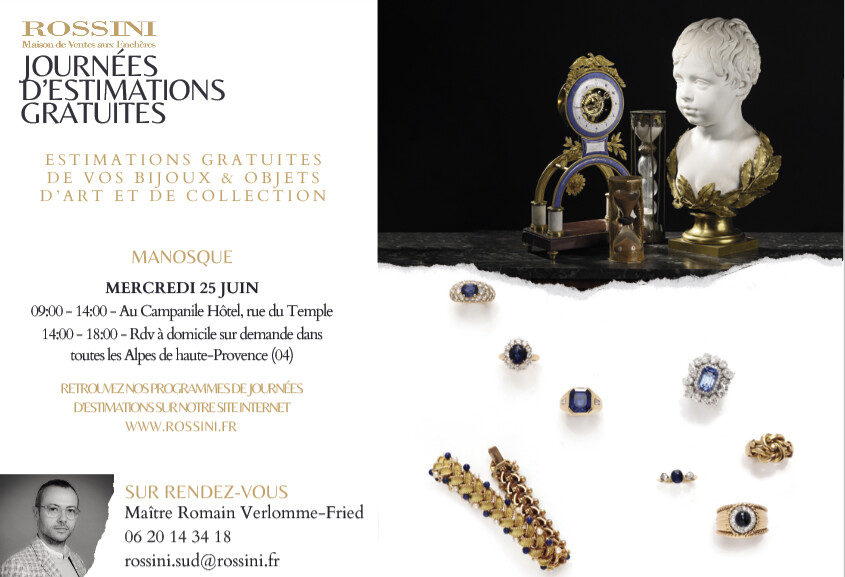 Faites évaluer gratuitement vos bijoux, objets et collections par la maison Rossini Faites évaluer gratuitement vos bijoux, objets et collections par la maison Rossini
