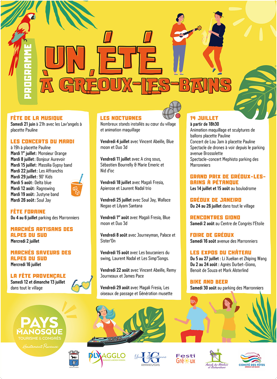 LA SAISON ESTIVALE S'ANNONCE FESTIVE À GRÉOUX-LES-BAINS ! NOTEZ LES RENDEZ-VOUS  À NE PAS MANQUER...