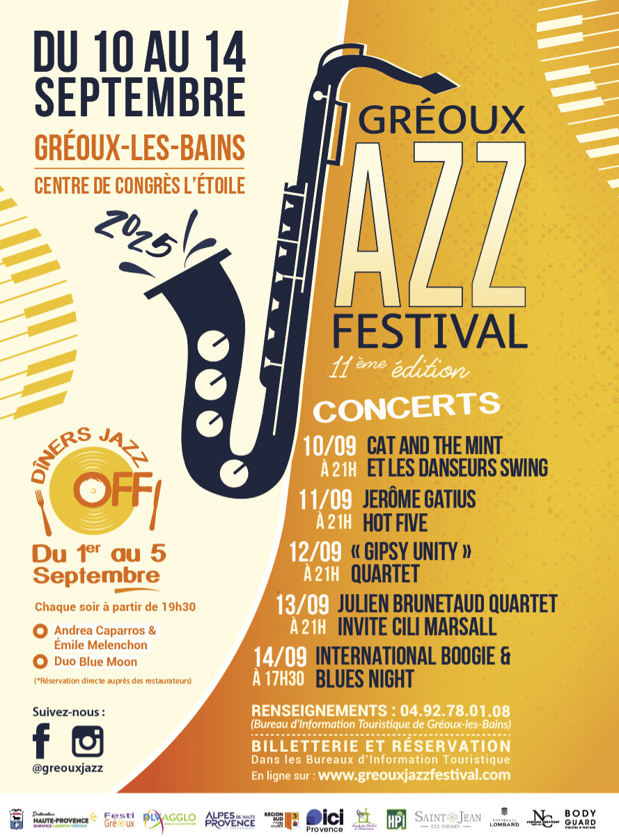 Gréoux Jazz Festival, la 11e édition se tiendra du 10 au 14 septembre 2025 Gréoux Jazz Festival, la 11e édition se tiendra du 10 au 14 septembre 2025