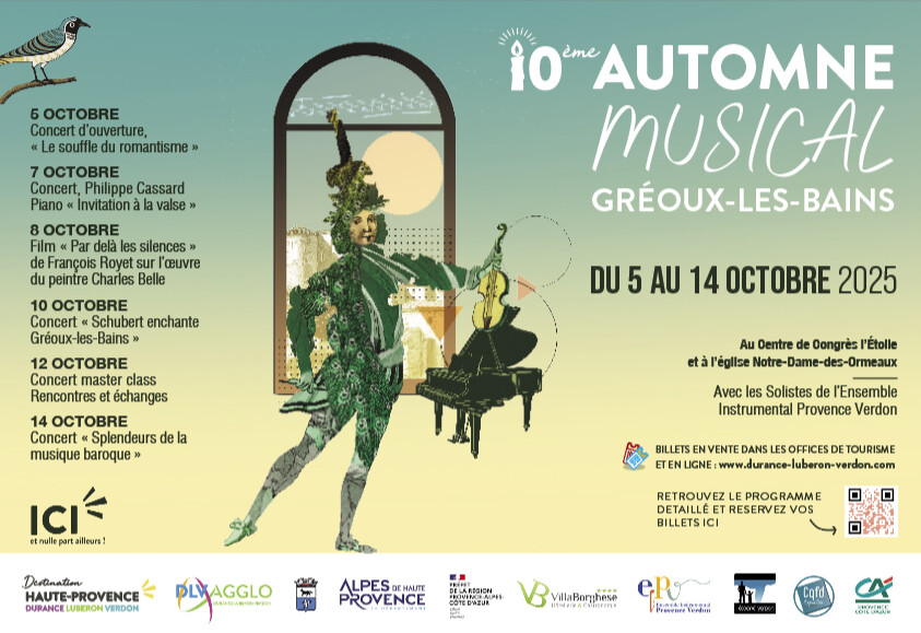 Automne Musical, 10e édition du 5 au 14 octobre à Gréoux-les-Bains Automne Musical, 10e édition du 5 au 14 octobre à Gréoux-les-Bains