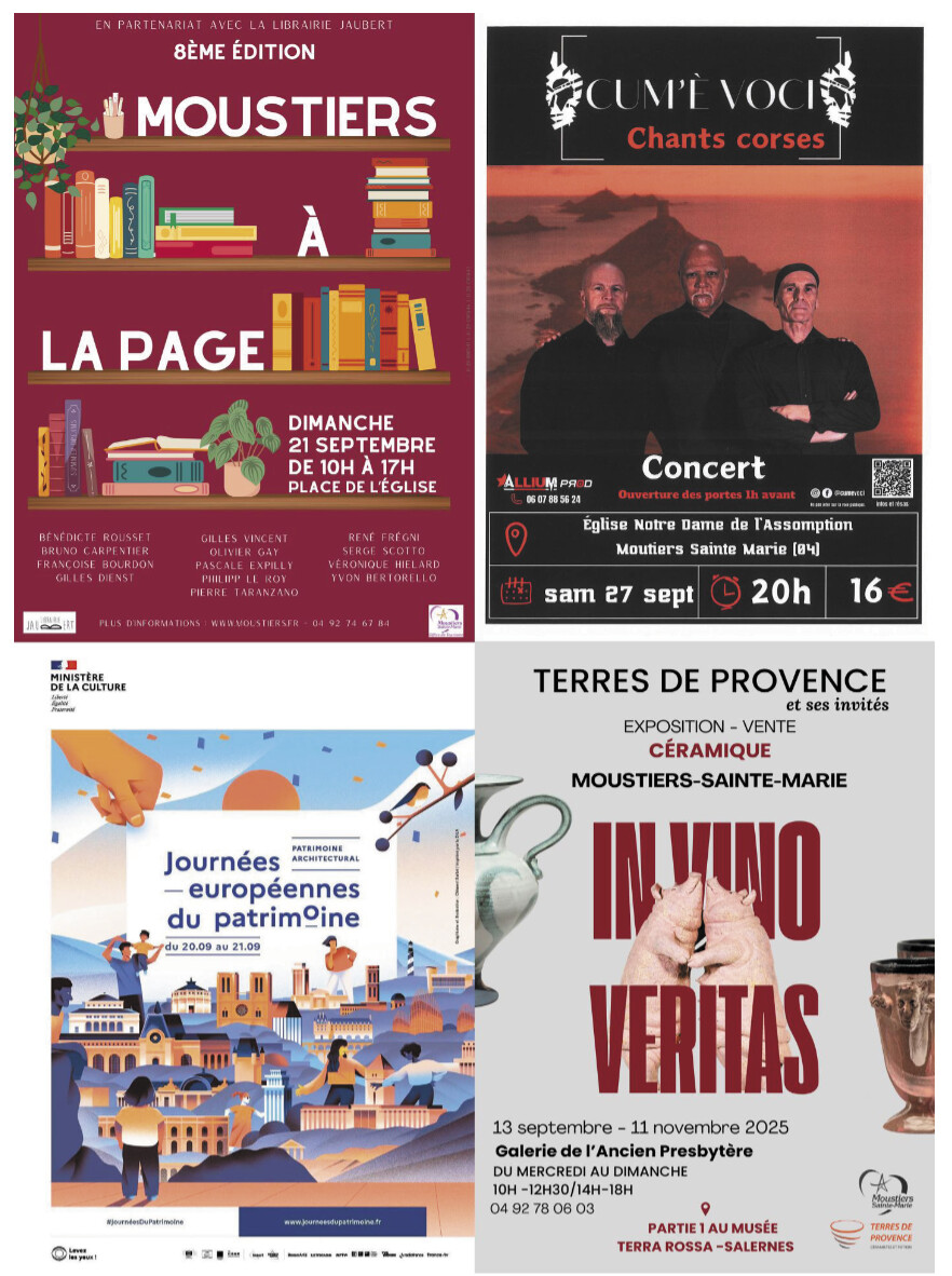 UN MOIS DE SEPTEMBRE RICHE EN ANIMATIONS à MOUSTIERS-SAINTE-MARIE UN MOIS DE SEPTEMBRE RICHE EN ANIMATIONS à MOUSTIERS-SAINTE-MARIE
