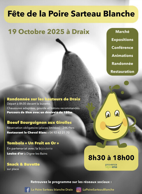 La poire Sarteau est en fête le 19 octobre à Draix ! La poire Sarteau est en fête le 19 octobre à Draix !