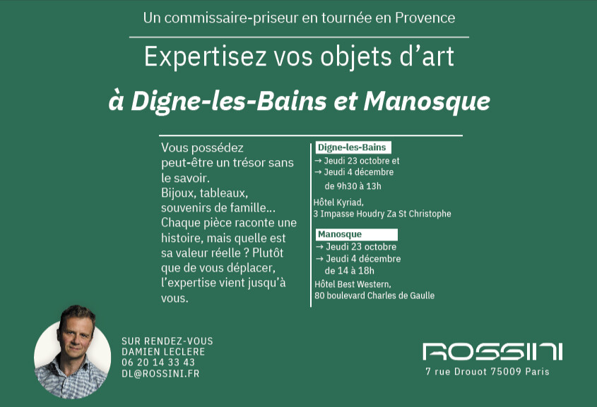 La maison Rossini evalue gratuitement vos bijoux, objets et collections.