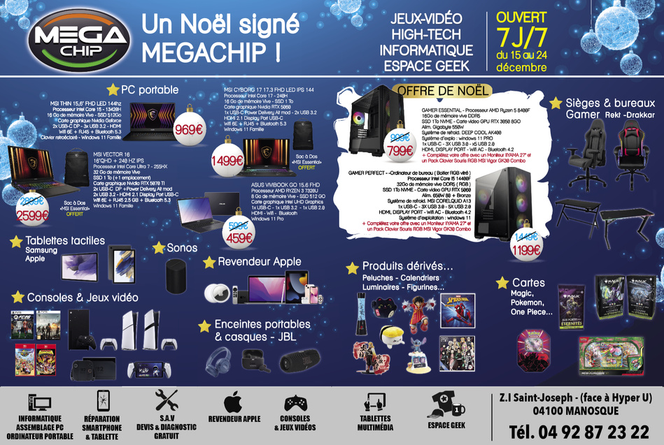 Les bons plans de Noël 2025 chez Mégachip
