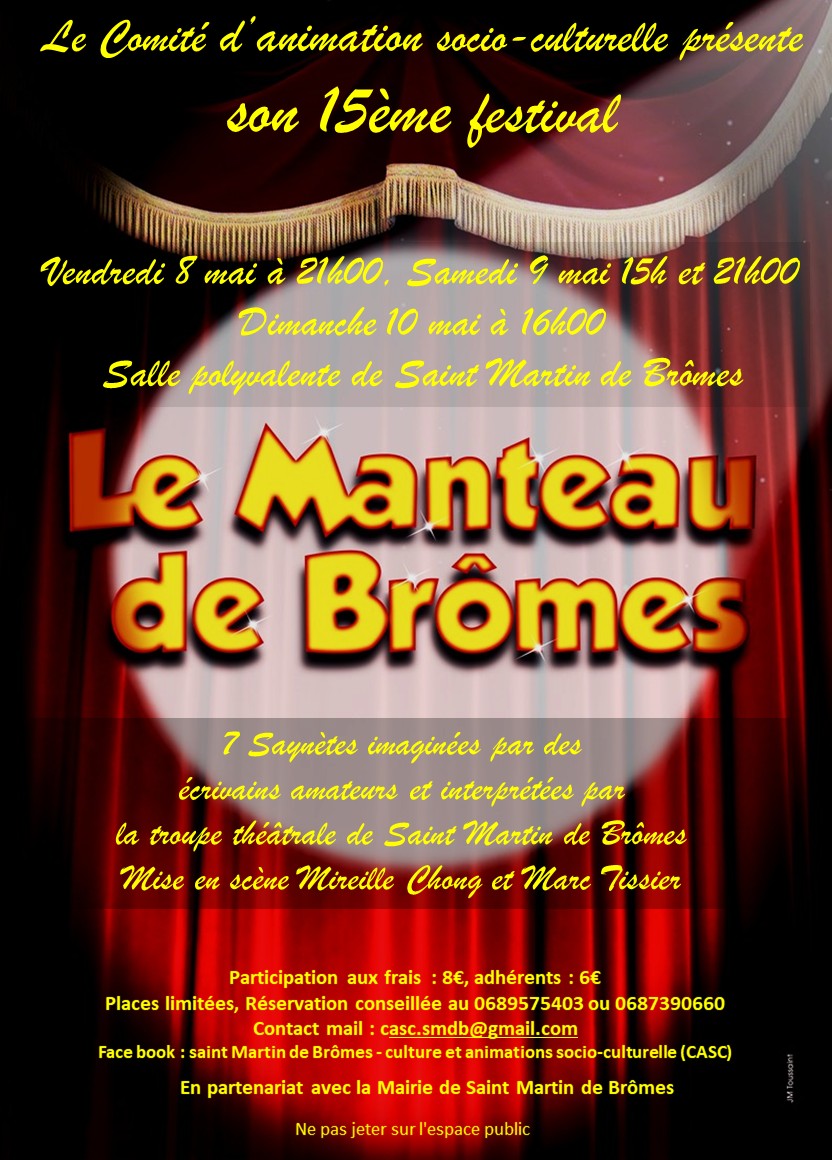 Le manteau de brômes : festival de saynètes DU 8 AU 10 MAI À ST-MARTIN-DE-BRÔMES