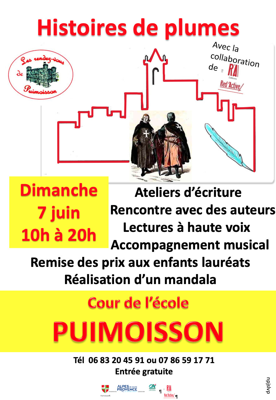 Une journée entre écriture, et lectures le 7 juin à Puimoisson.