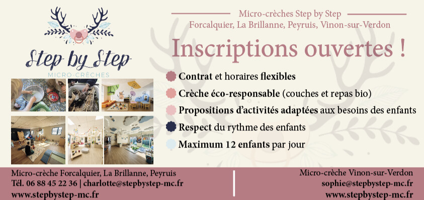 «STEP BY STEP», micro-crèche à Forcalquier, La Brillanne, Peyruis et Vinon-sur-Verdon