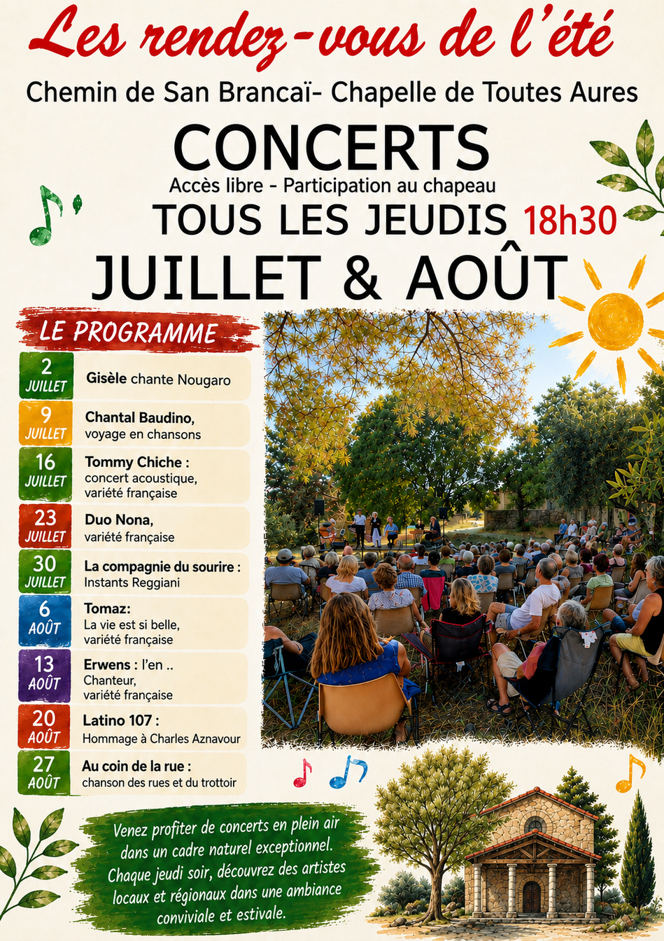 Concerts d’été en plein air à Toutes Aures en juillet et août... Concerts d’été en plein air à Toutes Aures en juillet et août...