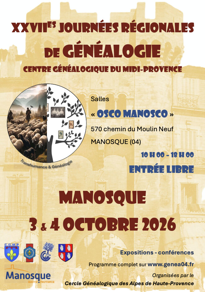 La généalogie à l’honneur à Manosque pour les XXVIIes Journées Régionales