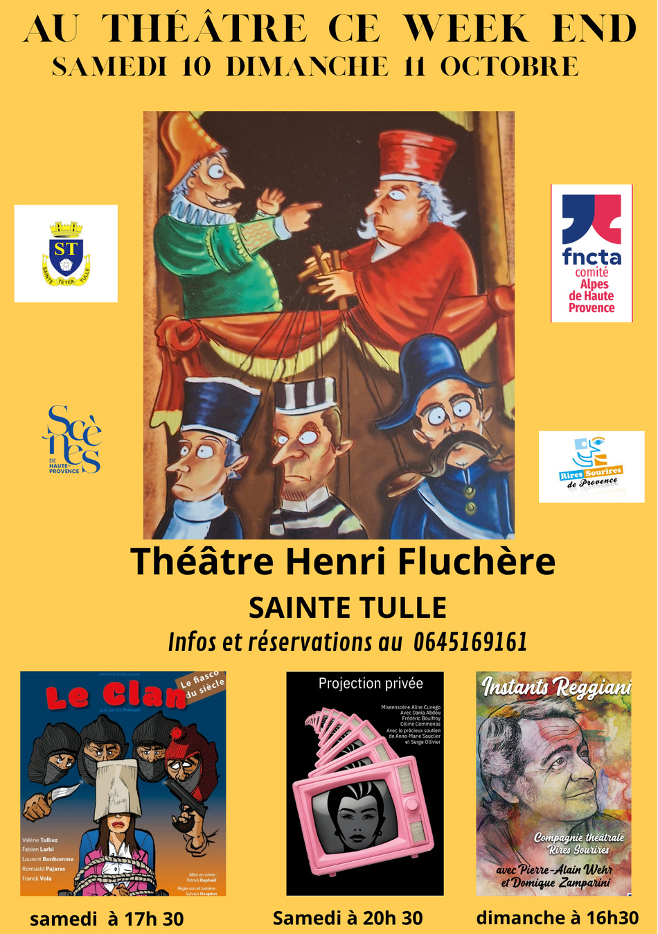 Réouverture de l'atelier théâtre à Sainte-Tulle et opération «au théâtre» Réouverture de l'atelier théâtre à Sainte-Tulle et opération «au théâtre»