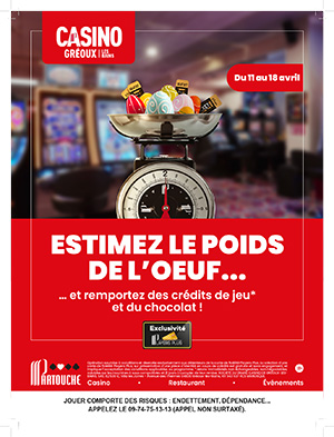 Casino Partouche :  Des crédits de jeu et du chocolat du 11 au 18 avril !