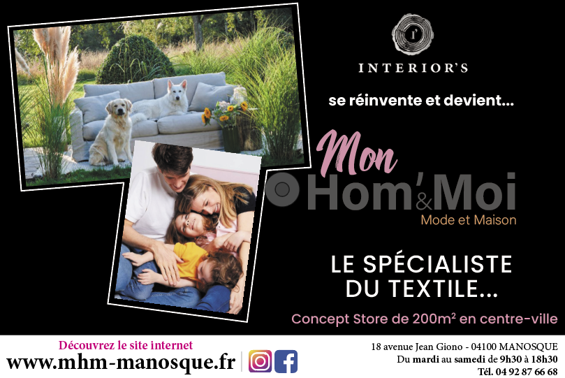 Mon Hom’ & Moi à MANOSQUE, textile et décoration tendance dans un showroom de 200 m2 en centre-ville !