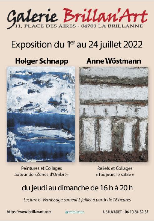 [Expo 🎨] HOLGER SCHNAPP ET ANNE  Wöstmann  s’exposent à la galerie brillan’art !