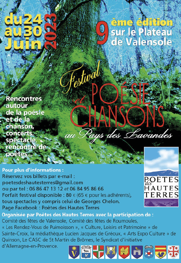 Festival Poesie et Chansons, Au Pays Des Lavandes, 9e édition du 24 au 30 juin 2023