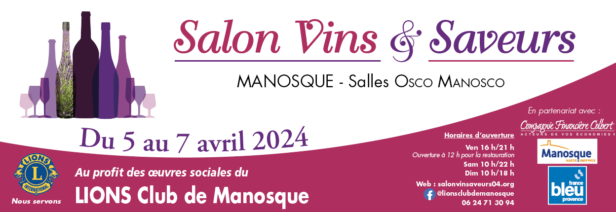 5è Salon  vins et saveurs  les 5, 6 et 7 avril 2024