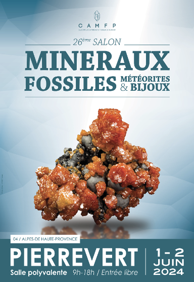 26è salon minéraux, fossiles, météorites et bijoux les 1er et 2 juin 2024