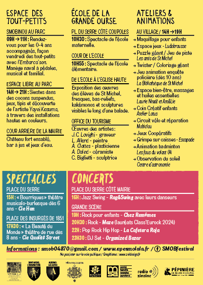 Festival SMOB, 6è édition à Saint-Michel-l’Observatoire LE 15 JUIN 2024