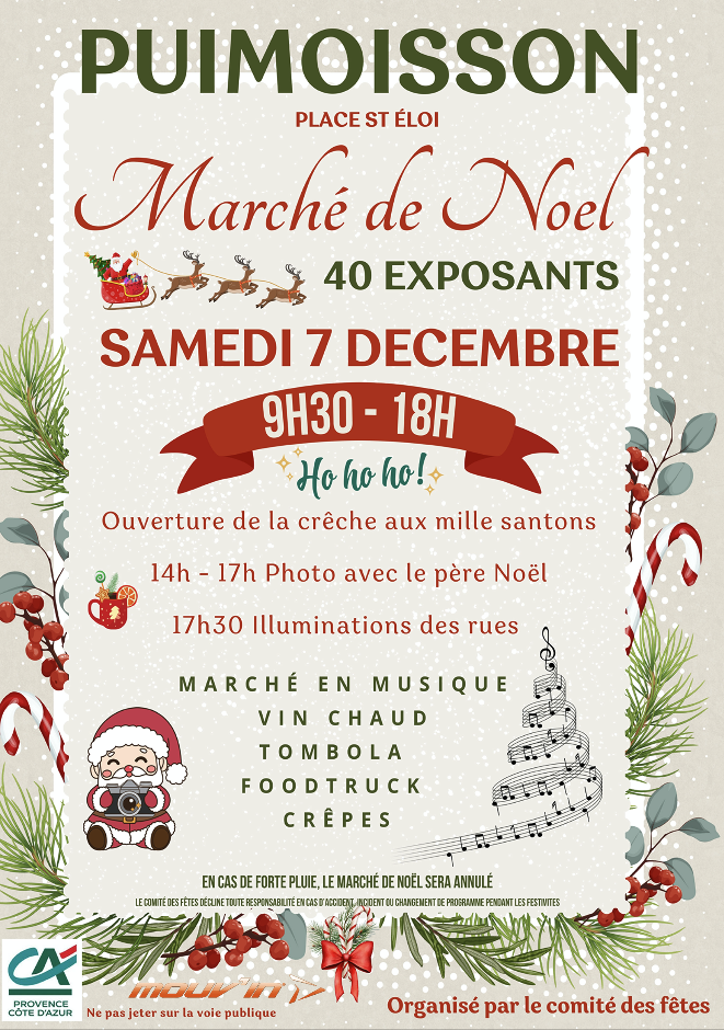 LA FÉÉRIE S’INSTALLE À PUIMOISSON LE SAMEDI 7 DÉCEMBRE À L’OCCASION DU MARCHÉ DE NOËL ! LA FÉÉRIE S’INSTALLE À PUIMOISSON LE SAMEDI 7 DÉCEMBRE À L’OCCASION DU MARCHÉ DE NOËL !