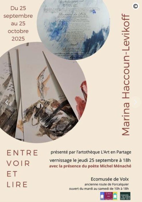 Entre Voir et Lire : la poésie en partage à l’Écomusée de Volx du 25 septembre au 26 octobre Entre Voir et Lire : la poésie en partage à l’Écomusée de Volx du 25 septembre au 26 octobre