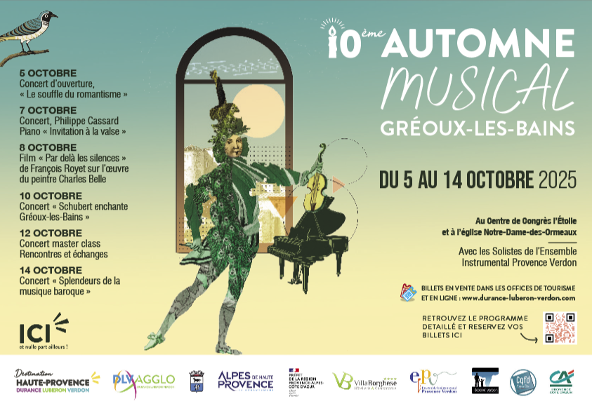 Automne Musical, 10e édition du 5 au 14 octobre à Gréoux-les-Bains